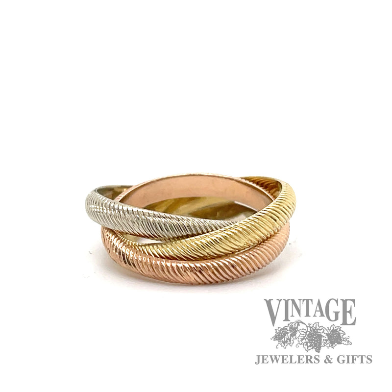 14k white rose and yellow gold 3 ring band