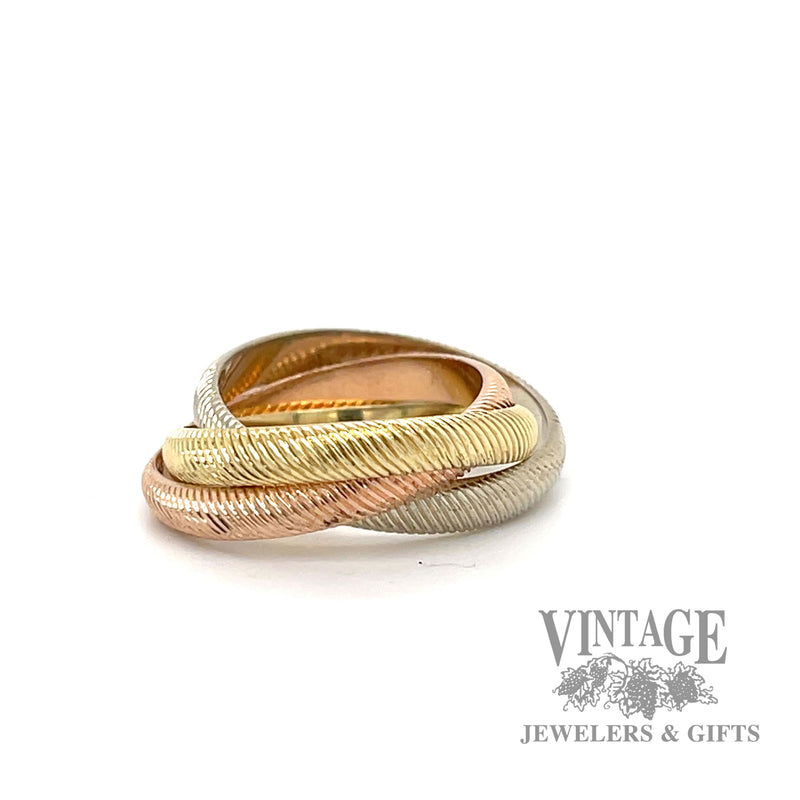 14k white rose and yellow gold 3 ring band 4