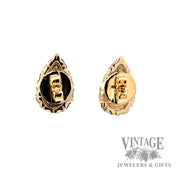 Pear shaped amethyst 14k gold earrings back