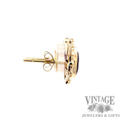 Pear shaped amethyst 14k gold earrings side2