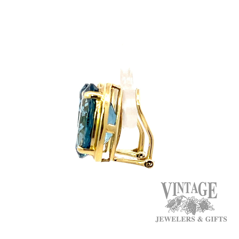 Blue topaz and 14k gold clip on earrings