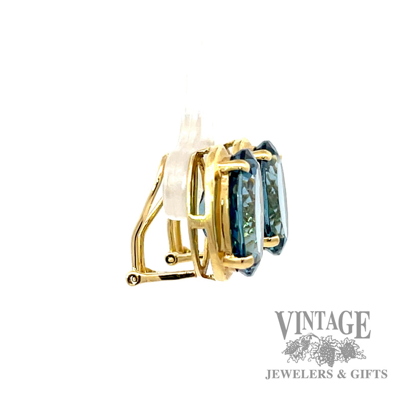 Blue topaz and 14k gold clip on earrings