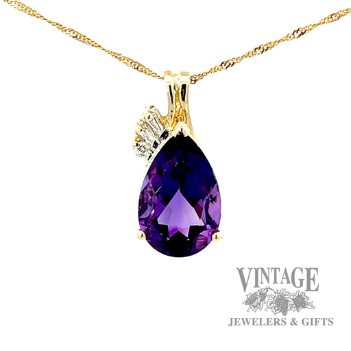 Amethyst and diamond accent pendant