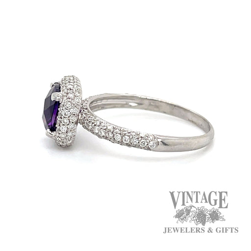 Amethyst and diamond accent 14k white gold ring side1