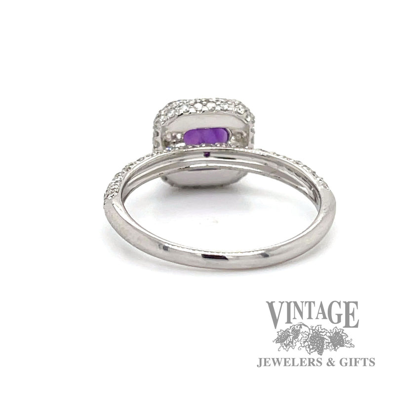 Amethyst and diamond accent 14k white gold ring bottom
