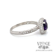Amethyst and diamond accent 14k white gold ring side2