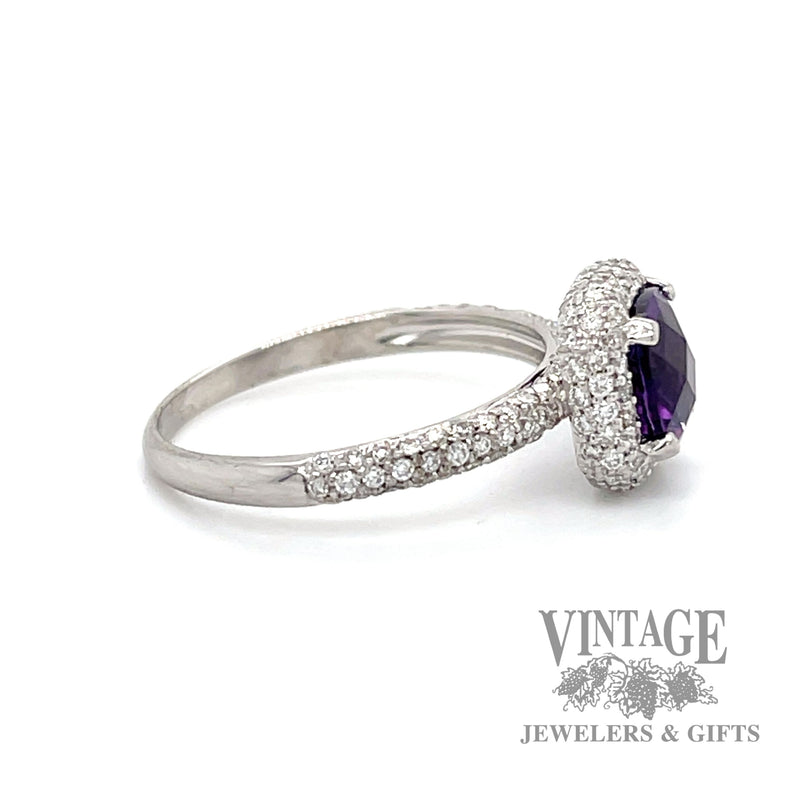 Amethyst and diamond accent 14k white gold ring side2