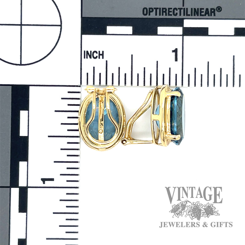 Blue topaz and 14k gold clip on earrings