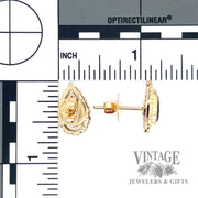 Pear shaped amethyst 14k gold earrings scale