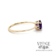 Heart shaped amethyst and diamond gold ring side2