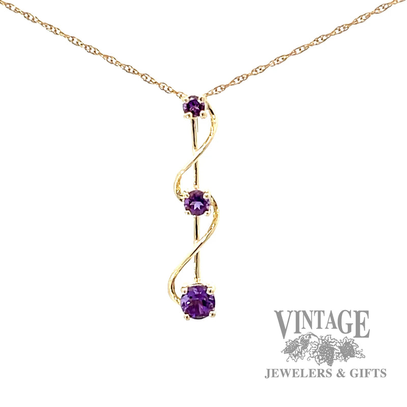 Amethyst 3 stone pendant