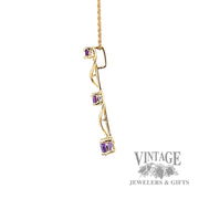 Amethyst 3 stone pendant side