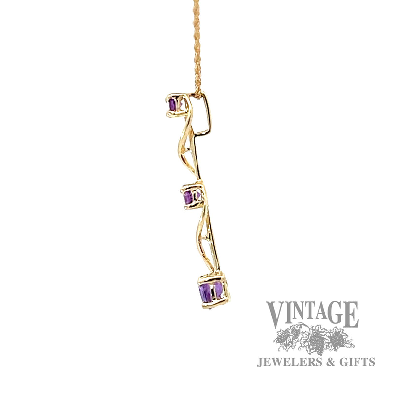 Amethyst 3 stone pendant side