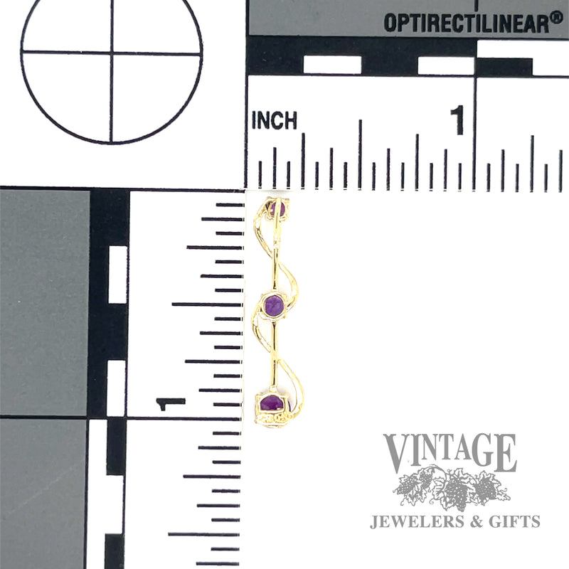 Amethyst 3 stone pendant back and scale