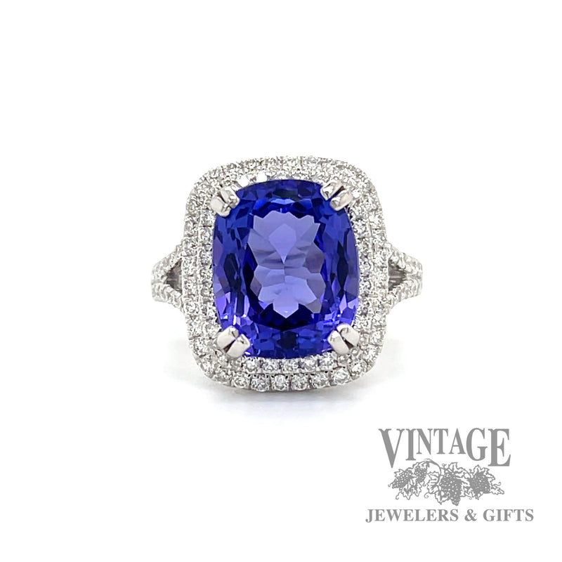 White gold tanzanite diamond ring