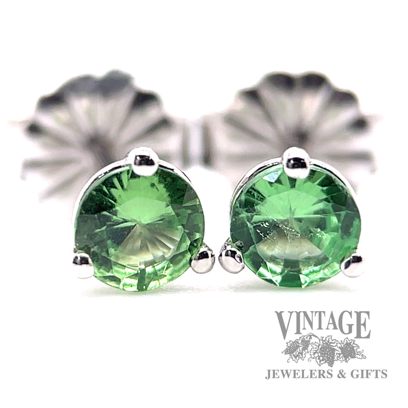 Tsavorite garnet 14k white gold martini stud earrings