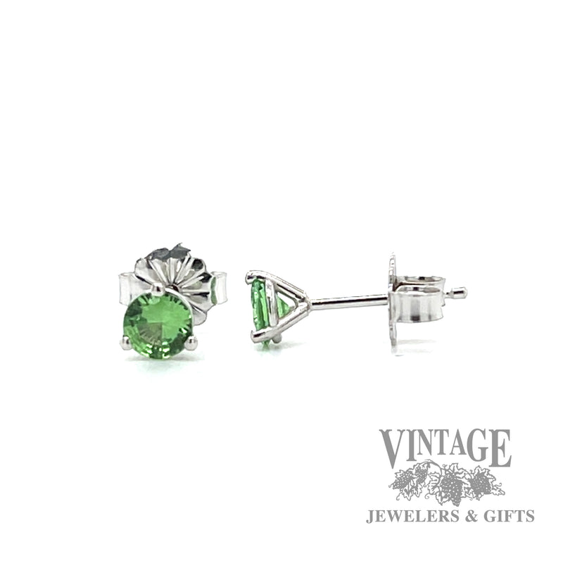 Tsavorite garnet 14k white gold martini stud earrings