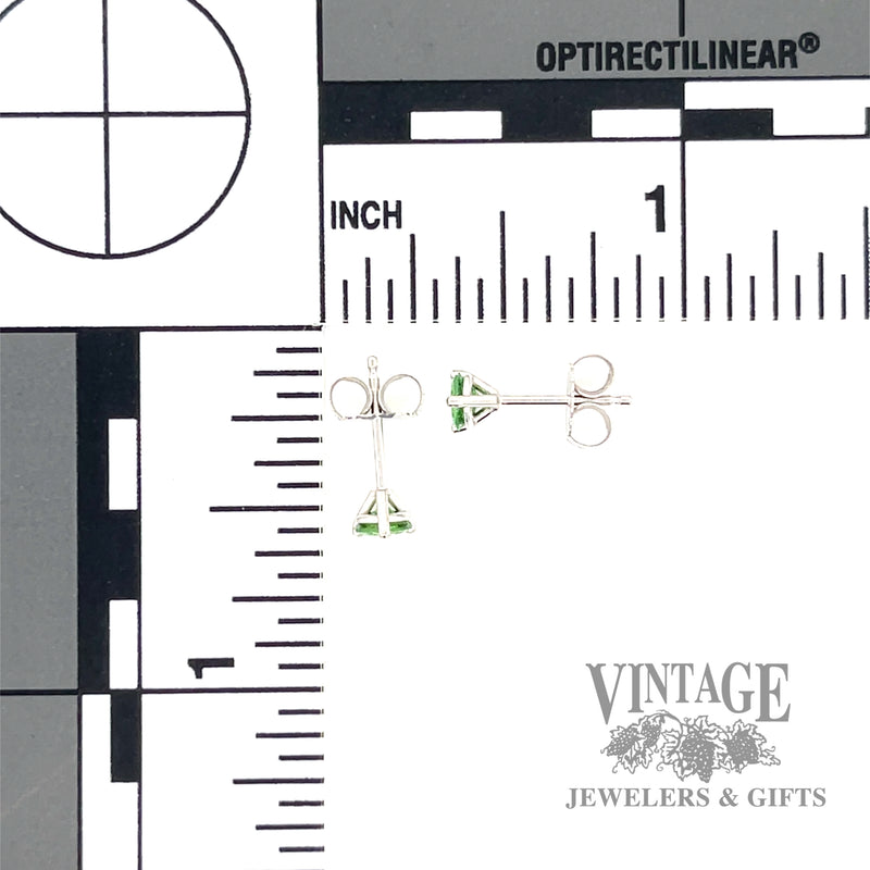 Tsavorite garnet 14k white gold martini stud earrings