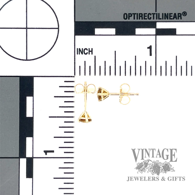 Mali Garnet 14k yellow gold martini stud earrings scale