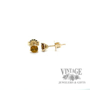 Mali Garnet 14k yellow gold martini stud earrings side