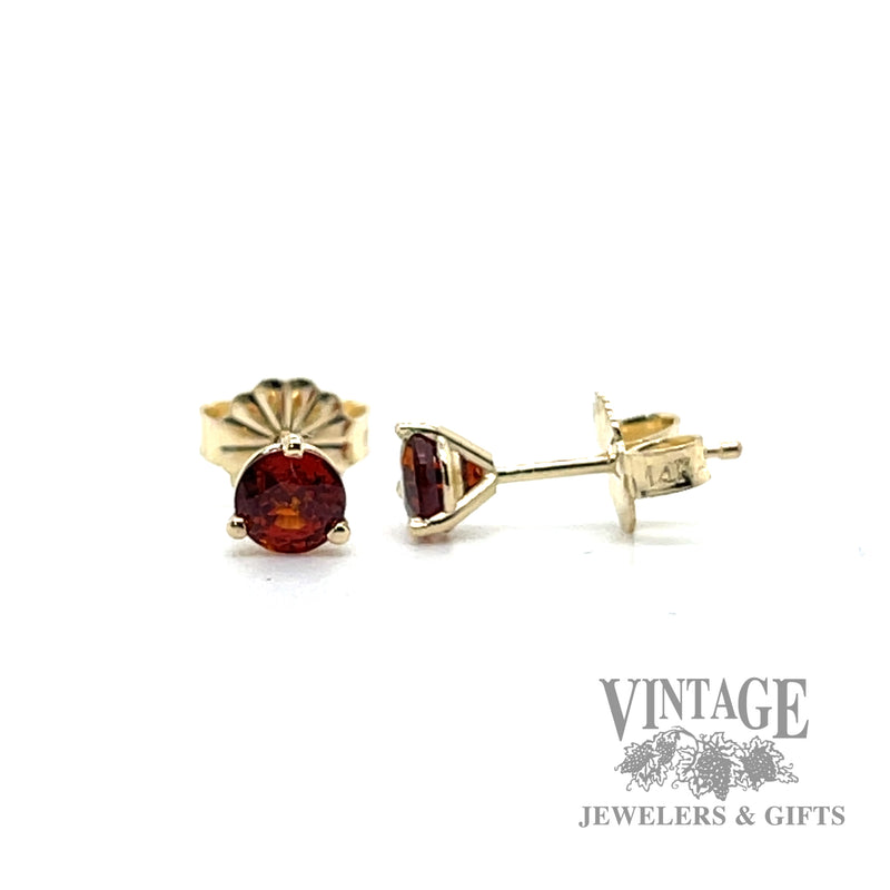 Spessartite garnet 14k gold martini stud earrings side