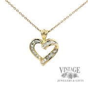 Diamond 14k gold open heart pendant