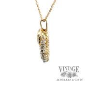 Diamond cluster 14k gold heart pendant side