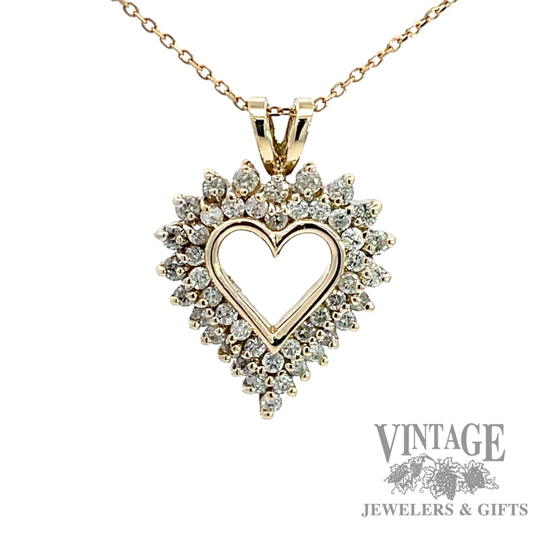 Diamond halo 10k gold pendant