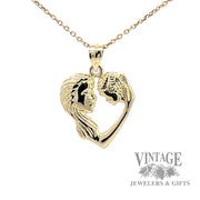 Mother and child 14k gold heart pendant