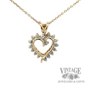 Diamond 14k gold open heart pendant