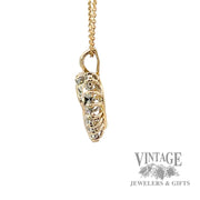 Diamond 14k gold open heart pendant side