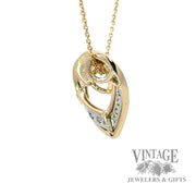 Diamond 14k gold heart slide pendant side