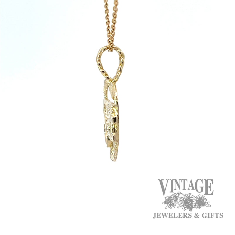 "Someone Special" 14k gold heart pendant side