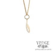 "LOVE" etched heart 14k gold pendant side