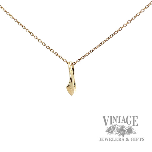 Open heart 14k gold pendant side