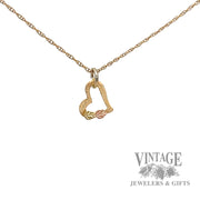 Heart and leaves 10k gold pendant