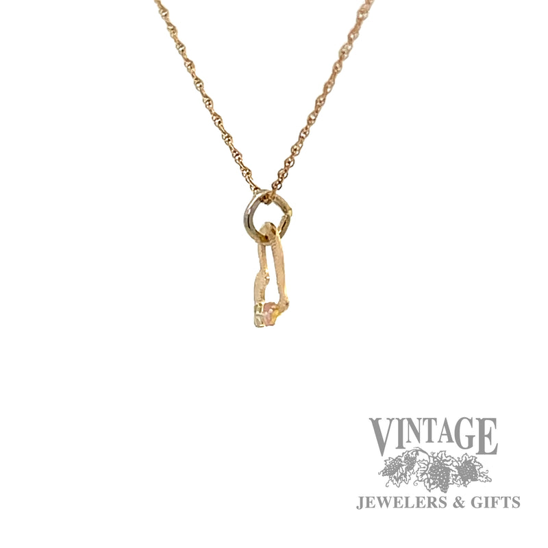 Heart and leaves 10k gold pendant side