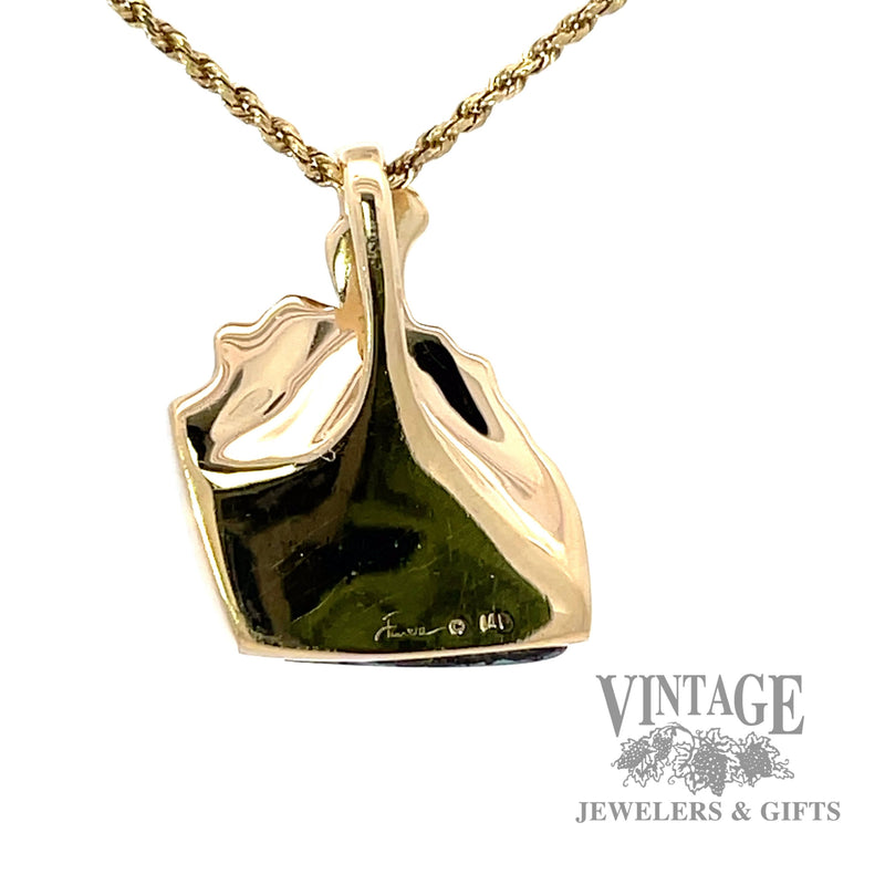 Boulder Opal 14k gold freeform pendant back