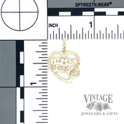 "Someone Special" 14k gold heart pendant back and scale
