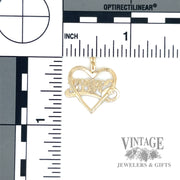 "Someone Special" heart 14k gold pendant back and scale