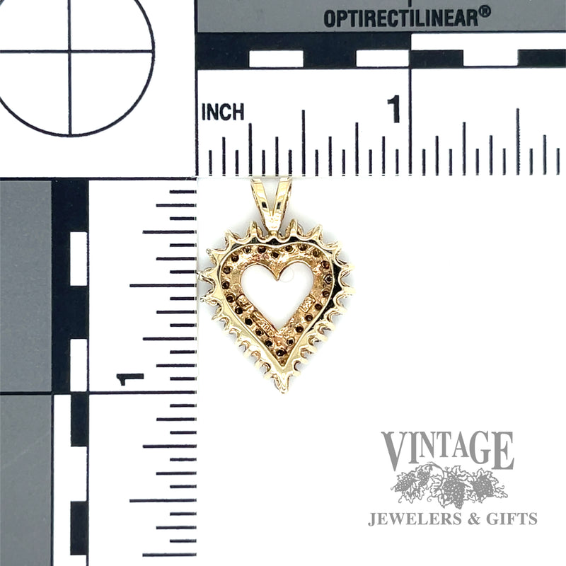 Diamond halo 10k gold pendant back and scale