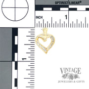 Diamond 14k gold open heart pendant back and scale