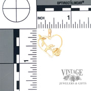 Rose and heart 14k gold pendant back and scale