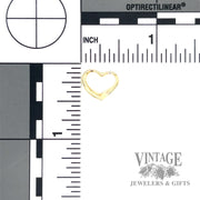 Open heart 14k gold pendant back and scale