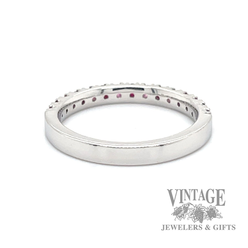 Pink sapphire and ruby 14k white gold Stacker Ring bottom