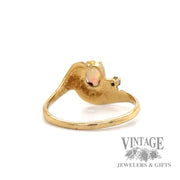 White opal and diamond freeform 14k gold ring bottom