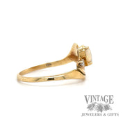 White opal and diamond freeform 14k gold ring side2