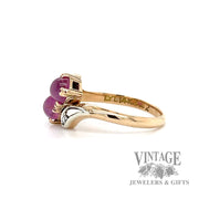 Star ruby & diamond 14k gold bypass ring side1