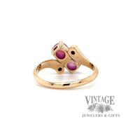 Star ruby & diamond 14k gold bypass ring bottom