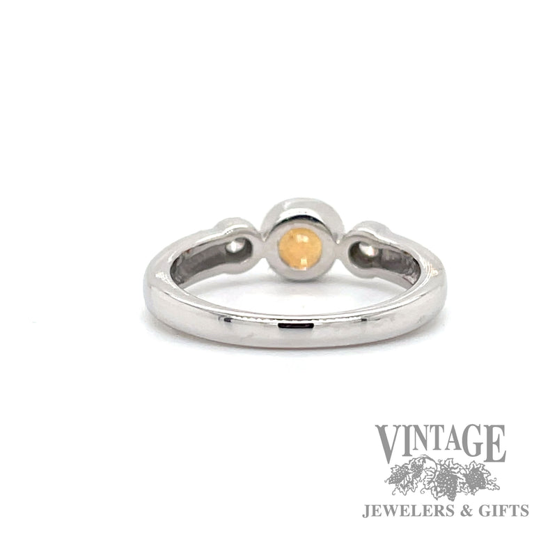 Orange garnet and diamond 14k white gold ring bottom